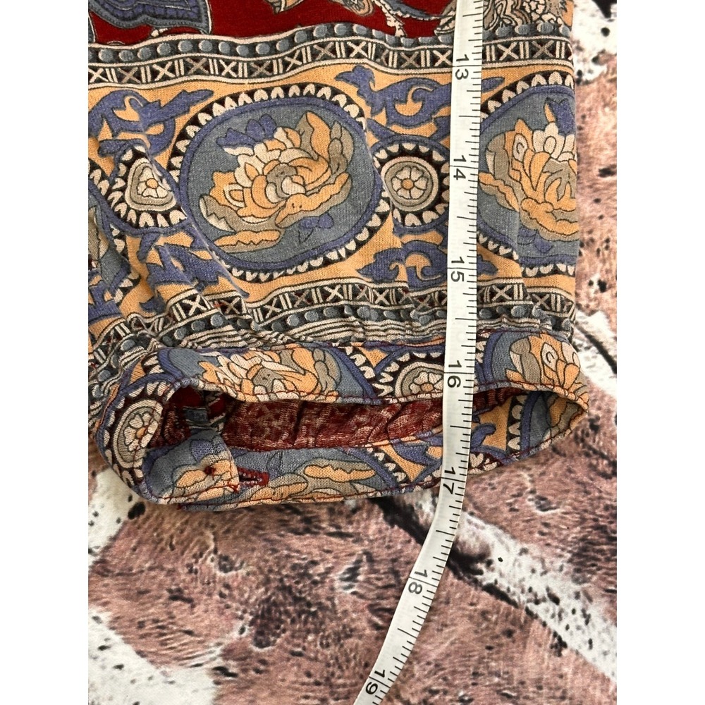 Lucky Brand Red Floral Boho Henley Tunic Blouse Plus Size 2X 3/4 Sleeve Border - Picture 13 of 14